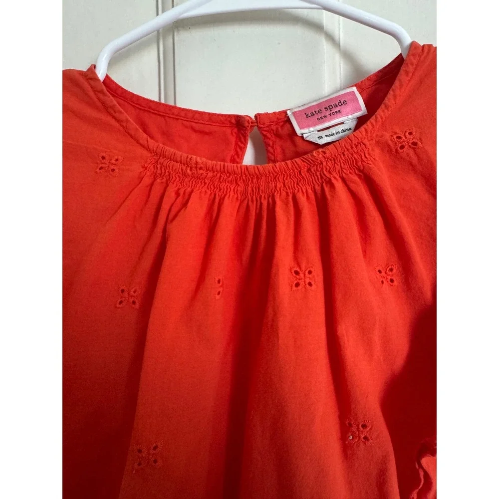 Kate Spade orange ruffle‎ sleeve eyelet top size medium